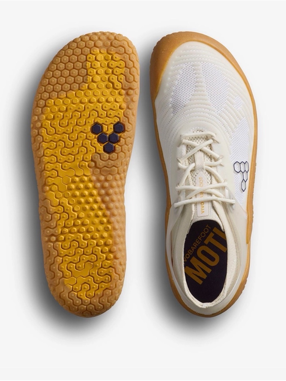 Vivo Barefoot Men’s Athletic Shoe in Cream with Gum Sole